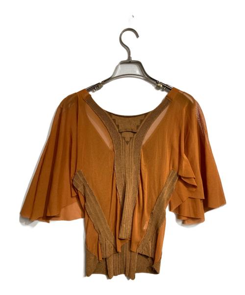 Jean Paul Gaultier FEMME（ジャンポールゴルチエ フェム）Jean Paul Gaultier FEMME (ジャンポールゴルチエ フェム) 切替シアーブラウス/Sheer paneled blouse ブラウン サイズ:40の古着・服飾アイテム