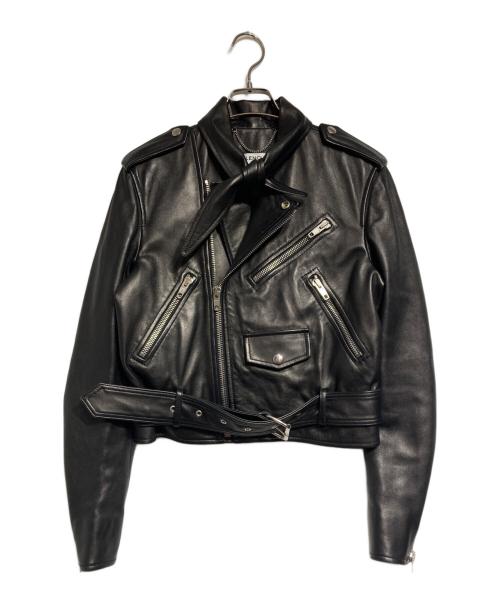BALENCIAGA（バレンシアガ）BALENCIAGA (バレンシアガ) ラムレザースカーフバイカー ライダースジャケット/Riders Jacket ブラック サイズ:36の古着・服飾アイテム