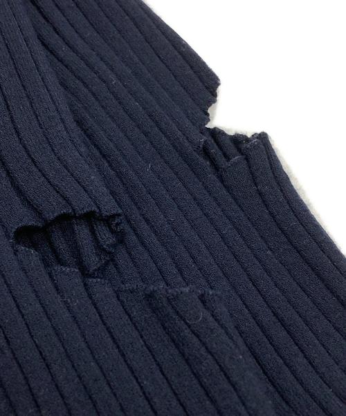 MM6 Maison Margiela（エムエムシックスメゾンマルジェラ）MM6 Maison Margiela (エムエムシックスメゾンマルジェラ) エルボーホールデザインリブカットソー/Elbow Cutout Ribbed Top ネイビー サイズ:Sの古着・服飾アイテム