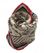 HERMESエルメス）の古着「カレ55 シルクスカーフ/Carré 55 Silk Scarf」｜ベージュ×レッド
