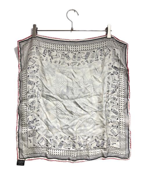 HERMES（エルメス）HERMES (エルメス) カレ55 シルクスカーフ/Carré 55 Silk Scarf ベージュ×レッドの古着・服飾アイテム