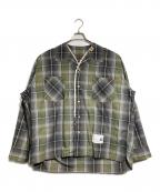 Maison MIHARA YASUHIROメゾン ミハラ ヤスヒロ）の古着「スカーフディティール チェックシャツ/Scarf Detail CheckShirt」｜グレー×カーキ