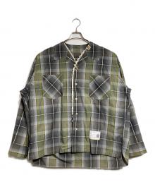 Maison MIHARA YASUHIRO（メゾン ミハラ ヤスヒロ）の古着「スカーフディティール チェックシャツ/Scarf Detail CheckShirt」｜グレー×カーキ