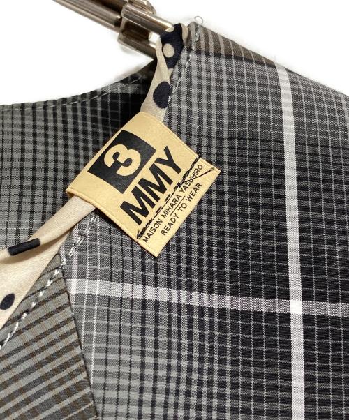 Maison MIHARA YASUHIRO（メゾン ミハラ ヤスヒロ）Maison MIHARA YASUHIRO (メゾン ミハラ ヤスヒロ) スカーフディティール チェックシャツ/Scarf Detail CheckShirt グレー×カーキ サイズ:46の古着・服飾アイテム