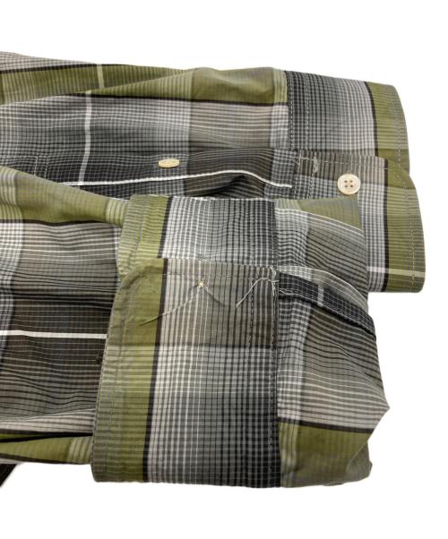 Maison MIHARA YASUHIRO（メゾン ミハラ ヤスヒロ）Maison MIHARA YASUHIRO (メゾン ミハラ ヤスヒロ) スカーフディティール チェックシャツ/Scarf Detail CheckShirt グレー×カーキ サイズ:46の古着・服飾アイテム