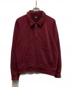 stussyステューシー）の古着「ハーフジップスウェット」｜レッド