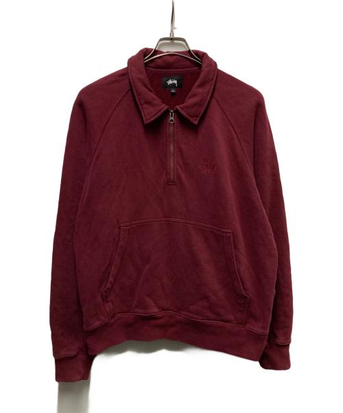 stussy（ステューシー）stussy (ステューシー) ハーフジップスウェット レッド サイズ:Sの古着・服飾アイテム