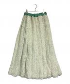 BLAMINKブラミンク）の古着「ラメツイード プリーツスカート/Lamé tweed pleated skirt 」｜ベージュ×グリーン