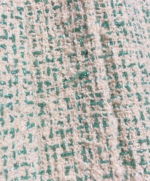 BLAMINK（ブラミンク）BLAMINK (ブラミンク) ラメツイード プリーツスカート/Lamé tweed pleated skirt  ベージュ×グリーン サイズ:36の古着・服飾アイテム