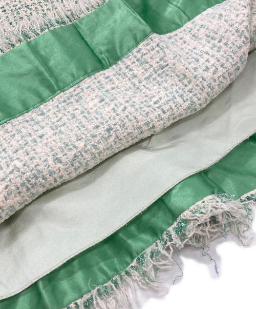 BLAMINK（ブラミンク）BLAMINK (ブラミンク) ラメツイード プリーツスカート/Lamé tweed pleated skirt  ベージュ×グリーン サイズ:36の古着・服飾アイテム