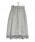 BLAMINKブラミンク）の古着「ツイードフリンジスカート/tweed fringe skirt」｜シルバー