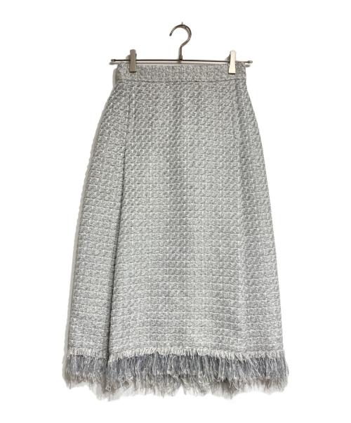 BLAMINK（ブラミンク）BLAMINK (ブラミンク) ツイードフリンジスカート/tweed fringe skirt シルバー サイズ:36の古着・服飾アイテム