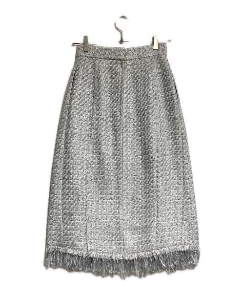 BLAMINK（ブラミンク）BLAMINK (ブラミンク) ツイードフリンジスカート/tweed fringe skirt シルバー サイズ:36の古着・服飾アイテム