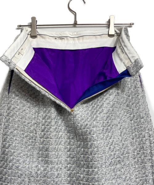BLAMINK（ブラミンク）BLAMINK (ブラミンク) ツイードフリンジスカート/tweed fringe skirt シルバー サイズ:36の古着・服飾アイテム