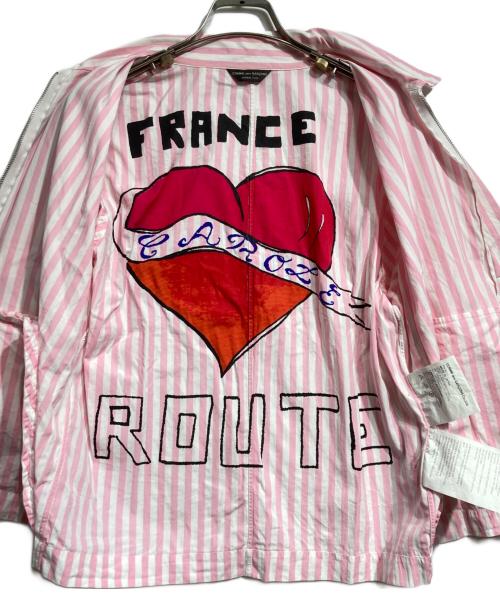 COMME des GARCONS HOMME PLUS（コムデギャルソンオムプリュス）COMME des GARCONS HOMME PLUS (コムデギャルソンオムプリュス) インナープリントストライプジップシャツ/Striped Zip-Up Shirt with Inner Print ピンク サイズ:-の古着・服飾アイテム