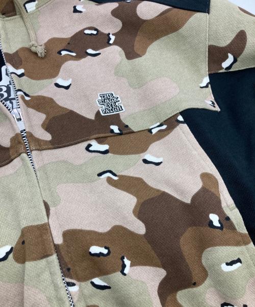 THE BLACK EYE PATCH（ブラックアイパッチ）THE BLACK EYE PATCH (ブラックアイパッチ) SMALL OG 2 TONE ZIP HOODIE カーキ×ブラック サイズ:Ｍの古着・服飾アイテム