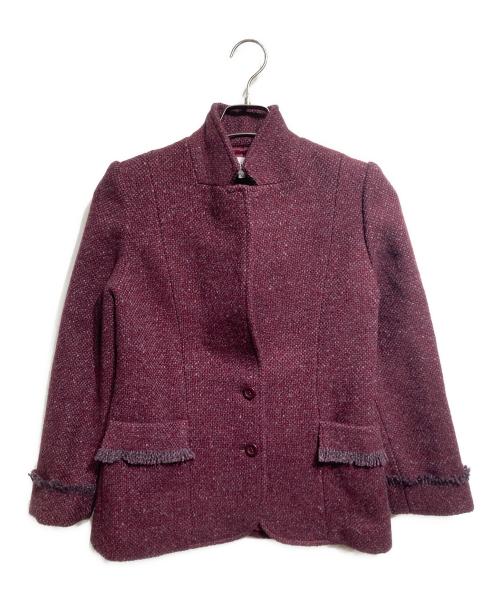 Christian Dior PRET-A-PORTER（クリスチャンディオールプレタポルテ）Christian Dior PRET-A-PORTER (クリスチャンディオールプレタポルテ) ツイードフリンジジャケット/Tweed fringe jacket パープル サイズ:Sの古着・服飾アイテム
