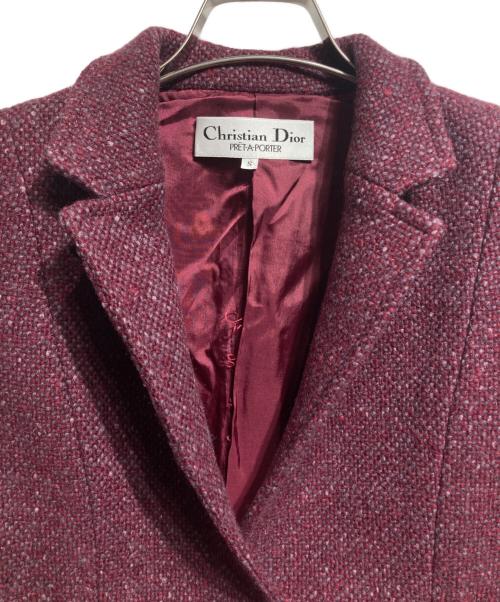 Christian Dior PRET-A-PORTER（クリスチャンディオールプレタポルテ）Christian Dior PRET-A-PORTER (クリスチャンディオールプレタポルテ) ツイードフリンジジャケット/Tweed fringe jacket パープル サイズ:Sの古着・服飾アイテム