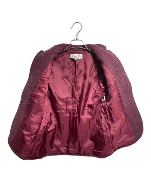 Christian Dior PRET-A-PORTER（クリスチャンディオールプレタポルテ）Christian Dior PRET-A-PORTER (クリスチャンディオールプレタポルテ) ツイードフリンジジャケット/Tweed fringe jacket パープル サイズ:Sの古着・服飾アイテム