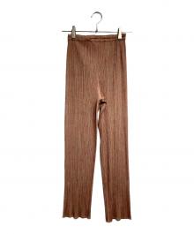 PLEATS PLEASE（プリーツプリーズ）の古着「メランジ柄 プリーツパンツ / Melange pleated pants」｜ブラウン×ピンク