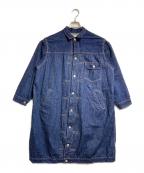 orSlowオアスロウ）の古着「PLEATED FRONT COAT/プリンテッドフロントコート」｜インディゴ