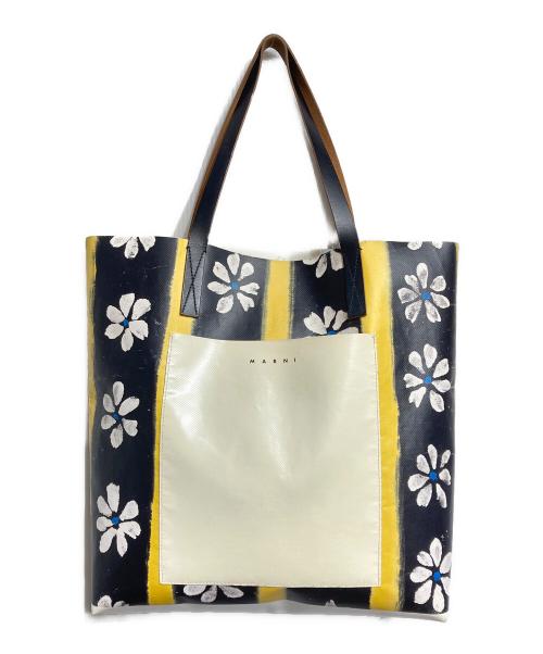 MARNI（マルニ）MARNI (マルニ) FLORAL SHOPPER トートバッグ/フローラルショッパー ブラック×イエローの古着・服飾アイテム