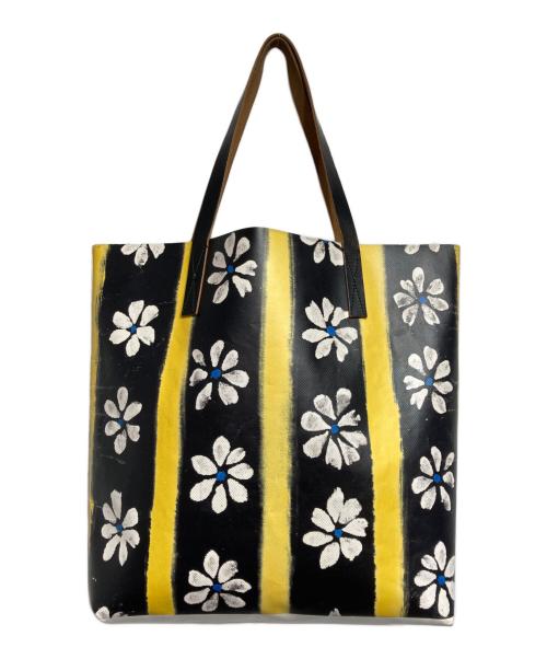 MARNI（マルニ）MARNI (マルニ) FLORAL SHOPPER トートバッグ/フローラルショッパー ブラック×イエローの古着・服飾アイテム
