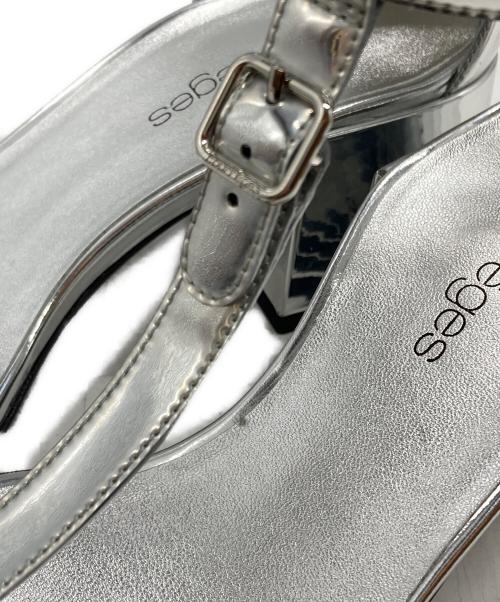 courreges（クレージュ）courreges (クレージュ) DOUBLE BUCKLE MIRROR SANDALS/ダブルバックルミラーサンダル シルバー サイズ:36の古着・服飾アイテム