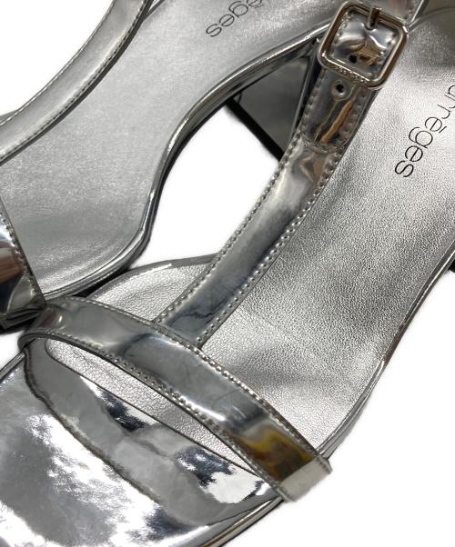 courreges（クレージュ）courreges (クレージュ) DOUBLE BUCKLE MIRROR SANDALS/ダブルバックルミラーサンダル シルバー サイズ:36の古着・服飾アイテム
