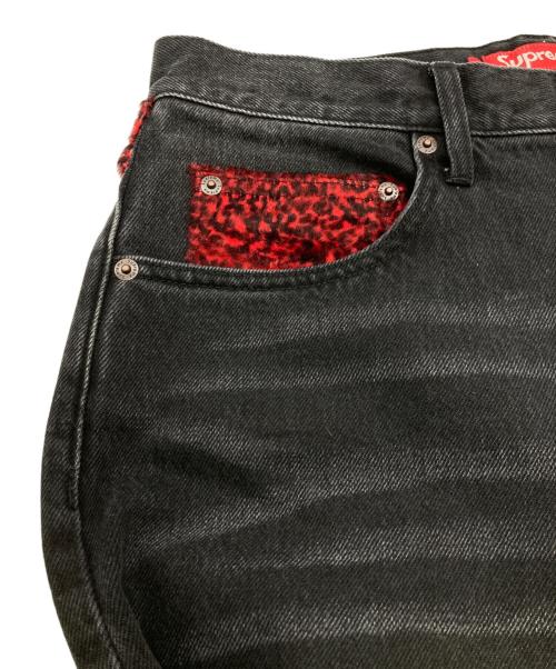 SUPREME（シュプリーム）Supreme (シュプリーム) Leopard Faux Fur Loose Fit Jeans ブラック サイズ:30の古着・服飾アイテム