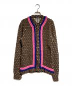 COMME des GARCONS HOMME PLUSコムデギャルソンオムプリュス）の古着「フリンジトリムカーディガン/Trim cardigan」｜ブラウン