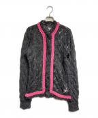 COMME des GARCONS HOMME PLUSコムデギャルソンオムプリュス）の古着「トリムシアーカーディガン/Sheer Cardigan with Trim」｜グレー