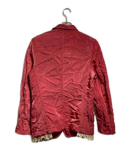 COMME des GARCONS HOMME PLUS（コムデギャルソンオムプリュス）COMME des GARCONS HOMME PLUS (コムデギャルソンオムプリュス) レースフリルライニングナイロンツイルテーラードジャケット/Nylon Twill Tailored Jacket レッド サイズ:Mの古着・服飾アイテム