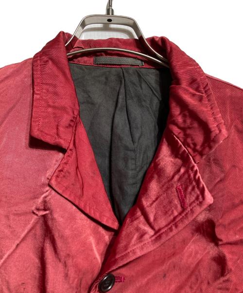 COMME des GARCONS HOMME PLUS（コムデギャルソンオムプリュス）COMME des GARCONS HOMME PLUS (コムデギャルソンオムプリュス) レースフリルライニングナイロンツイルテーラードジャケット/Nylon Twill Tailored Jacket レッド サイズ:Mの古着・服飾アイテム