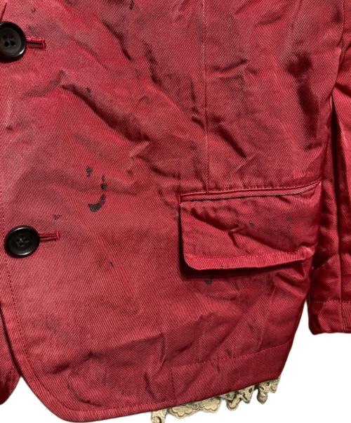 COMME des GARCONS HOMME PLUS（コムデギャルソンオムプリュス）COMME des GARCONS HOMME PLUS (コムデギャルソンオムプリュス) レースフリルライニングナイロンツイルテーラードジャケット/Nylon Twill Tailored Jacket レッド サイズ:Mの古着・服飾アイテム