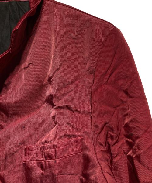 COMME des GARCONS HOMME PLUS（コムデギャルソンオムプリュス）COMME des GARCONS HOMME PLUS (コムデギャルソンオムプリュス) レースフリルライニングナイロンツイルテーラードジャケット/Nylon Twill Tailored Jacket レッド サイズ:Mの古着・服飾アイテム