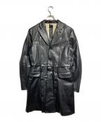 COMME des GARCONS HOMME PLUSコムデギャルソンオムプリュス）の古着「フェイクレザーロングジャケット」｜ブラック