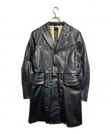 COMME des GARCONS HOMME PLUS（コムデギャルソンオムプリュス）の古着「フェイクレザーロングジャケット」｜ブラック