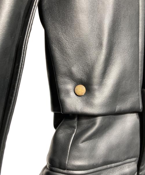 COMME des GARCONS HOMME PLUS（コムデギャルソンオムプリュス）COMME des GARCONS HOMME PLUS (コムデギャルソンオムプリュス) フェイクレザーロングジャケット ブラック サイズ:Sの古着・服飾アイテム