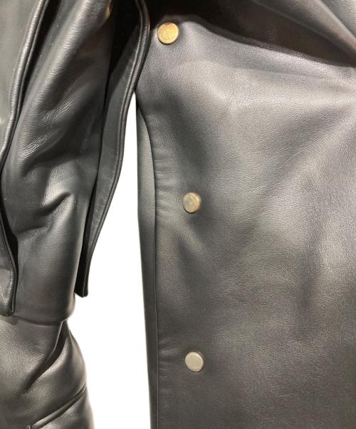 COMME des GARCONS HOMME PLUS（コムデギャルソンオムプリュス）COMME des GARCONS HOMME PLUS (コムデギャルソンオムプリュス) フェイクレザーロングジャケット ブラック サイズ:Sの古着・服飾アイテム