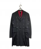 COMME des GARCONS HOMME PLUSコムデギャルソンオムプリュス）の古着「ウールギャバスタッズロングジャケット」｜ブラック