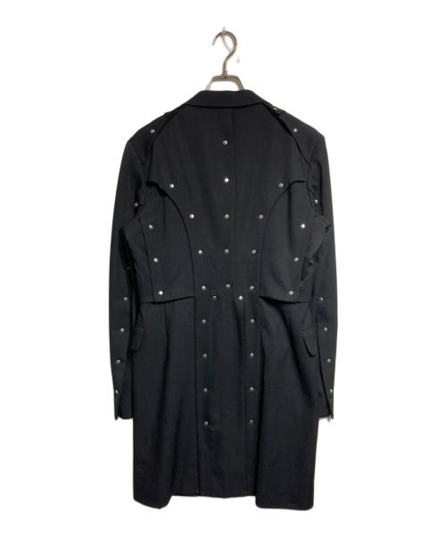 COMME des GARCONS HOMME PLUS（コムデギャルソンオムプリュス）COMME des GARCONS HOMME PLUS (コムデギャルソンオムプリュス) ウールギャバスタッズロングジャケット ブラック サイズ:Sの古着・服飾アイテム