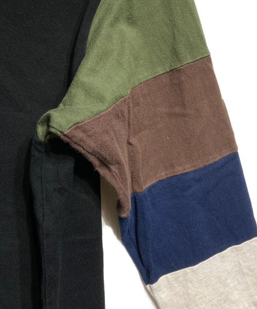 COMME des GARCONS HOMME（コムデギャルソン オム）COMME des GARCONS HOMME (コムデギャルソン オム) ボーダースリーブL/Sカットソー/Striped Sleeve Long Sleeve Tee ブラック×カーキ サイズ:Ｓの古着・服飾アイテム