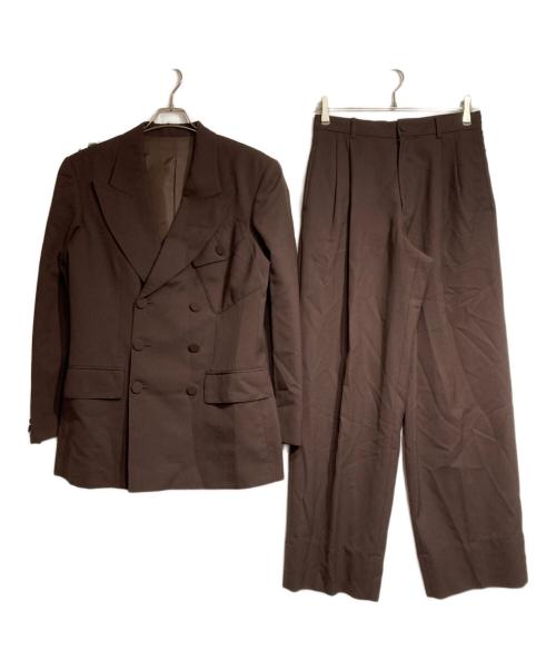 Jean Paul GAULTIER CLASSIQUE（ジャンポールゴルチエクラシック）Jean Paul GAULTIER CLASSIQUE (ジャンポールゴルチエクラシック) ダブルブレストストライプセットアップ/Double-Breasted Striped Suit ブラウン サイズ:48の古着・服飾アイテム