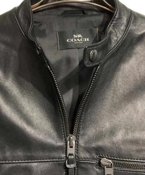 COACH（コーチ）COACH (コーチ) レザーシングルライダースジャケット/Single Riders Jacket ブラック サイズ:Mの古着・服飾アイテム