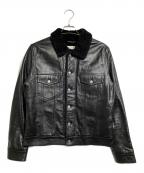 Saint Laurent Parisサンローランパリ）の古着「ムートンレザートラッカージャケット/Shearling Trucker Jacket」｜ブラック