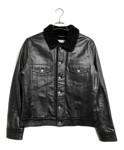 Saint Laurent Paris（サンローランパリ）Saint Laurent Paris (サンローランパリ) ムートンレザートラッカージャケット/Shearling Trucker Jacket ブラック サイズ:48の古着・服飾アイテム