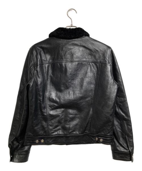Saint Laurent Paris（サンローランパリ）Saint Laurent Paris (サンローランパリ) ムートンレザートラッカージャケット/Shearling Trucker Jacket ブラック サイズ:48の古着・服飾アイテム