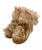 MONCLERモンクレール）の古着「フェイクファーレースアップブーツ/Faux fur lace-up boots」｜ブラウン
