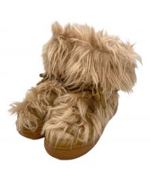 MONCLER（モンクレール）の古着「フェイクファーレースアップブーツ/Faux fur lace-up boots」｜ブラウン